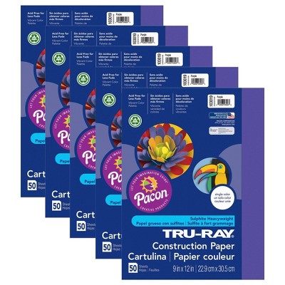 5pk 50 Sheets/Pk 9" x 12" Tru-Ray Construction Paper Purple - Pacon