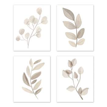 Sweet Jojo Designs Unframed Wall Art Prints for Décor Botanical Taupe Ivory 4pc