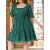 Women's Plus Size Sparkly Star Square Neck Ruffle Short Sleeve Flowy Summer Midi Dress - Agnes Orinda - 3 of 4