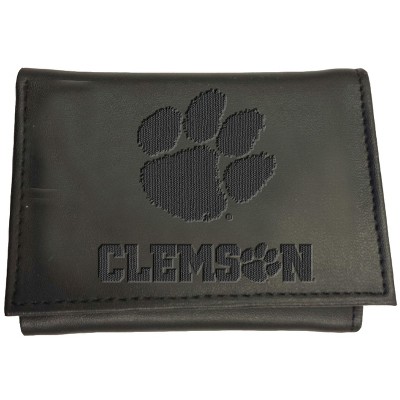 Evergreen NCAA Clemson Tigers Black Leather Trifold Wallet Officially Licensed with Gift Box