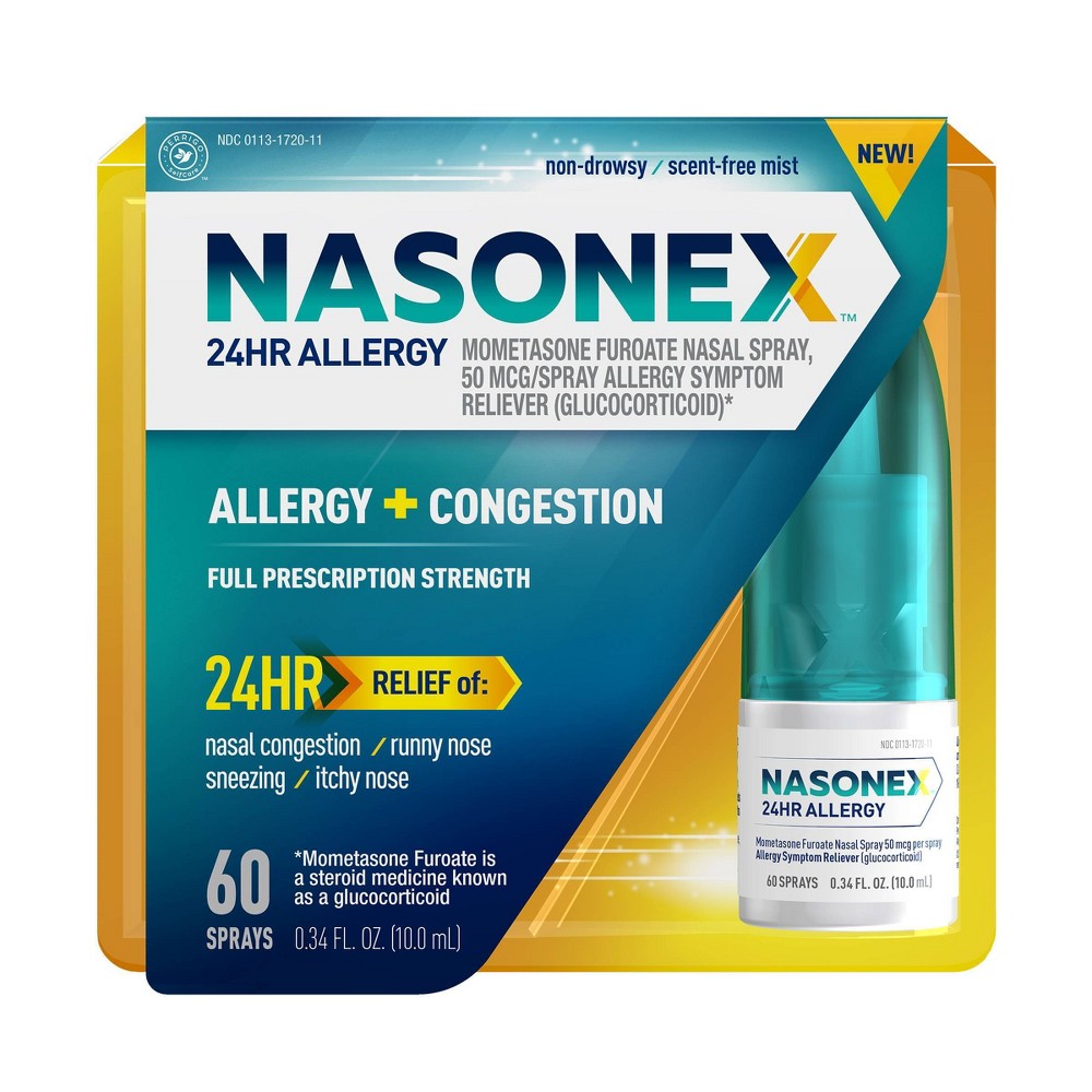 Nasonex 24HR Non Drowsy Mometasone Furoate Allergy Medicine Nasal Spray - 60 Sprays