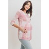 Hello Miz Women's Round Neck 3/4 Sleeve Front Pleat Maternity Top - 2 of 4