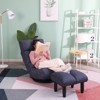 Angel Sar 360 Floor Chair with Padded Stool, Reclining Chair with Folding Adjustable Backrest, Navy Blue - 3 of 4