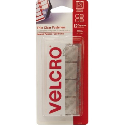 VELCRO USA INC. Sticky-Back Hook and Loop Fastener Squares 7/8 Inch Clear 91330