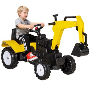Kids Ride On Excavator, Pedal Digger, Construction Truck with Horn for Kids and Toddlers 3+ - 1 of 4