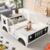 1PC Full Bed Frame, Pine Wood Car-Shaped Platform with Slats, No Mattress Included, Decorative Wheels Design - Baofuwish - 2 of 4