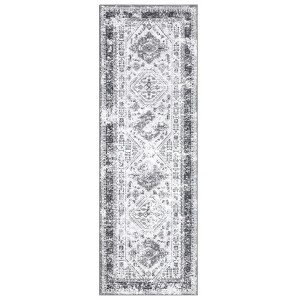 2'x6' Washable Large Non Slip Living Room Rugs, Soft Low Pile Bedroom Dining Room Carpet, Large Stain Resistant Home Decor Rugs, Gray - 1 of 4