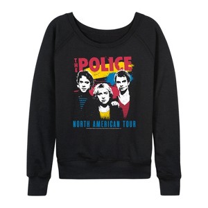 Women's - The Police - Police North American Tour Lightweight French Terry Wide Neck Long Sleeve Graphic Shirt - 1 of 4