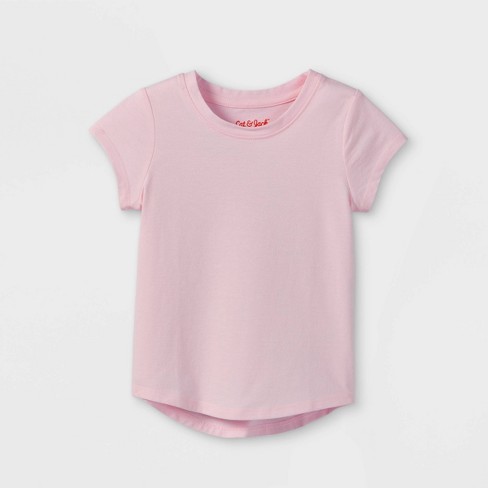 Toddler Girls' Solid Knit Short Sleeve T-Shirt - Cat & Jack™ Light Pink 12M