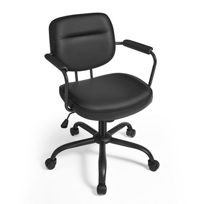 Office Computer Chair PU Surface Easy Clean Height Adjustable Comfortable Backrest and Curved Seat