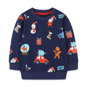 MyKids-Usa Baby Boy Christmas Print Pattern Long Sleeve Cartoon Children’s Hoodie - 1 of 4