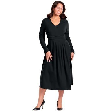 Plus Size Women's Fit And Flare Midi Dress by Avenue in Black (Size 30/32)