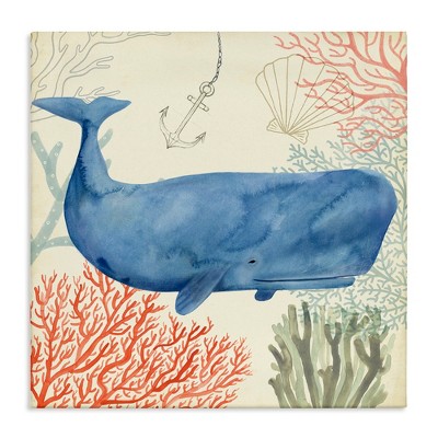 Stupell Industries Underwater Whimsical Whale Watercolor, 36" x 36"