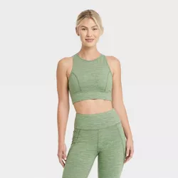 Women's Cozy Spacedye Longline Bra - JoyLab™ Sage Green XL