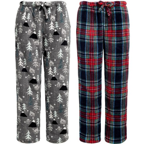 Adr Women's 2-pack Plush Fleece Pajama Bottoms With Pockets