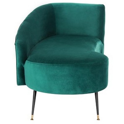 Evangeline 58'' Emerald Velvet and Black Metal Modern Settee