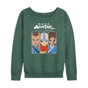 Women's - Avatar: The Last Airbender - Sokka Aang Katara Lightweight French Terry Wide Neck Long Sleeve Shirt - 1 of 4