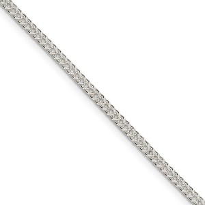Black Bow Jewelry 2mm Sterling Silver Diamond Cut Solid Square Franco Chain Necklace - 1 of 4