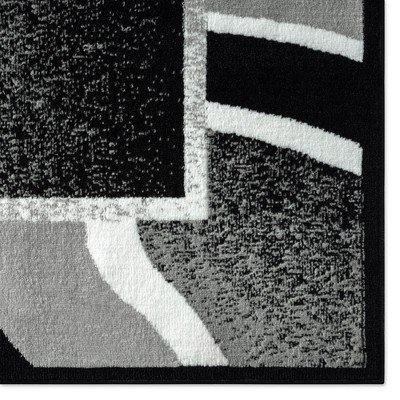 Ariana Konya Black and Grey Abstract 3-Piece Area Rug Set
