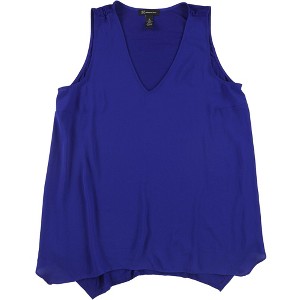 I.N.C International Concepts Womens Hankerchief Hem Sleeveless Blouse Top, Blue, X-Small - 1 of 1