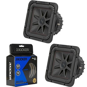 Kicker (2) 45L7R102 L7R 10-Inch (25cm) Subwoofer, Dual Voice Coil, 2-Ohm & 46QW1220 12AWG 20ft Speaker Wire - 1 of 4