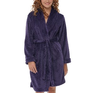 ADR Women's Warm Soft Plush Fleece Bathrobe, Knee Length Robe Short Woman - 1 of 4