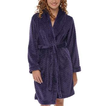 Women's Warm Soft Plush Fleece Bathrobe, Knee Length Robe