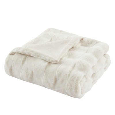 50"x60" Camille Faux Fur Throw Blanket Ivory - Madison Park : Target