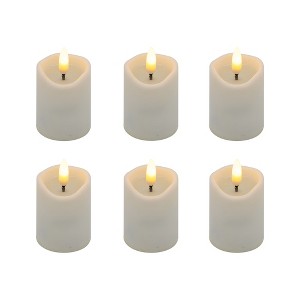 LumaBase Battery-Operated 3D-Wick Flame Mini Pillars - Set of 6 - 1 of 4