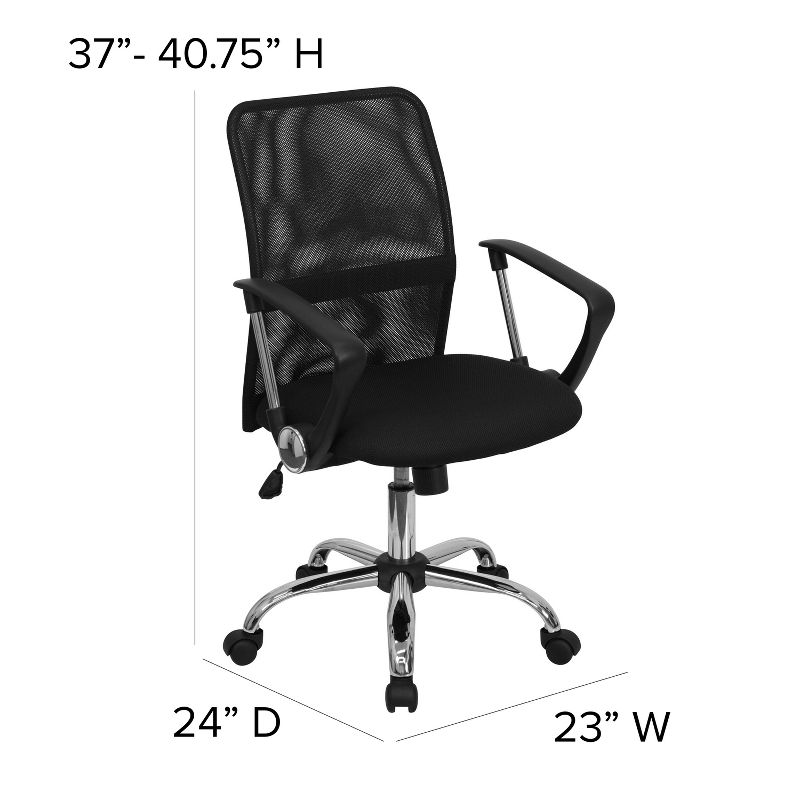 Emma and Oliver Mid-Back Black Mesh Swivel Task Office Chair with Lumbar Support Band, 4 of 12