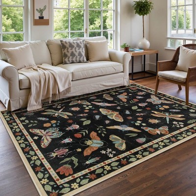 Lahome Machine Washable Back to College Series Animal Life Insects Area Rug - Nature-Inspired Carpet for Living Room, School, Bedroom, or Entryway