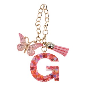 Unique Bargains Heart Sequin Letter G Butterfly Tassel Water Cup Pendant Pink 1 Pc - 1 of 4