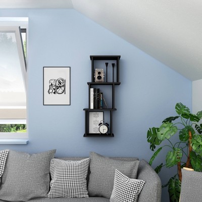 Black MDF 3-Cube Floating Wall Shelf
