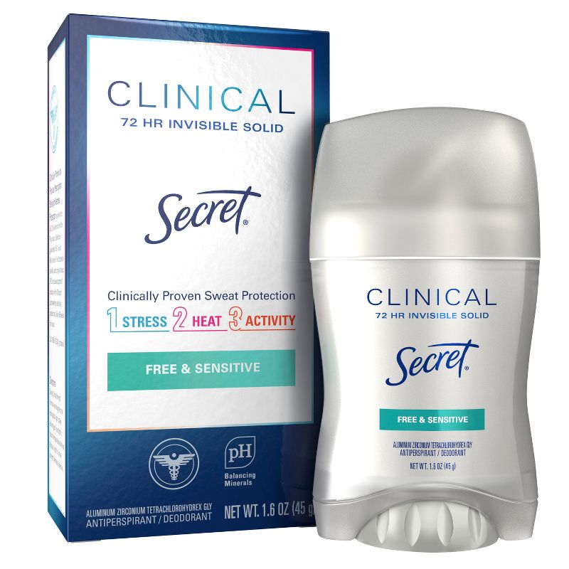 Secret Clinical Strength Invisible Solid Antiperspirant and Deodorant for Women - Free &#38; Sensitive - 1.6oz, 1 of 12