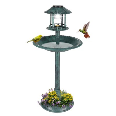 Karl Home | Outdoor Plastic Birdbath with Solar Light