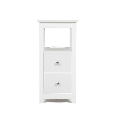 Infurnic Utility Storage Cabinets Modern Sturdy Wood Structure, Convenient for Living Room, White, 11.75"*23.75"*24"