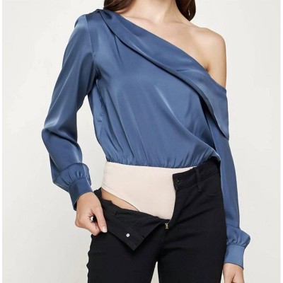 Women's One Shoulder Satin Bodysuit - Strut & Bolt