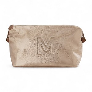 Personalization Mall Trapunto Initial Vegan Leather Cosmetic Case, Rose Gold - 1 of 4