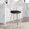 55 Downing Street Metal Swivel Bar Stool Champagne Gold 29" High Mid Century Modern Black Cushion with Backrest Footrest for Kitchen Counter Island - 2 of 4