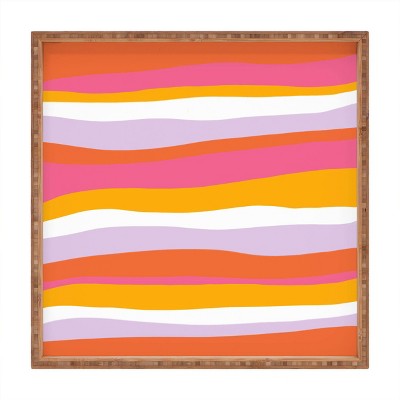 17" Wood Sunshine Canteen Large Cali Beach Stripes Tray - society6