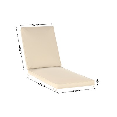 Beige Water-Resistant Outdoor Chaise Lounge Cushion with Foam Layer