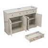 Sideboard Buffet Cabinet, Mid-Century Modern Buffet Cabinet With 2 Storage Drawers And 4 X-Shaped Pattern Doors White - 3 of 4