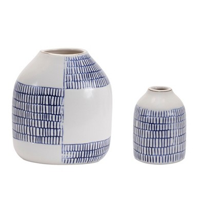Melrose Etched Ceramic Bud Vase (Set of 2)