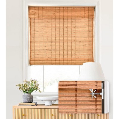 Roll Up Bamboo Blinds for Windows 28'' W x 64'' H, Wood