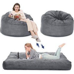 Giant Bean Bag Chair/Bed with Corduroy Cover, Convertible Bean Bag Chair Bed from Beanbag to Floor Mattress, Large Couch Sofa Bed - 1 of 4