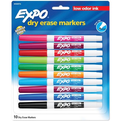 Expo 10pk Dry Erase Markers Fine Tip Multicolored