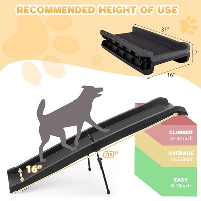 Coziwow 62-Inch Black Foldable Plastic Dog Ramp with Non-Slip Surface