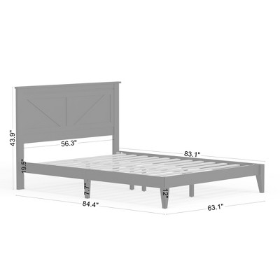 Ultimate Grey Queen Solid Wood Farmhouse Platform Bed