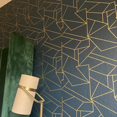 Facet Geometric Peel & Stick Wallpaper Navy/gold - Project 62™ : Target