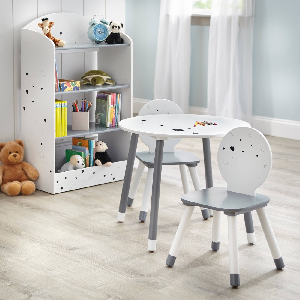 Photos - Storage Combination Talori Kids' Table and Chair Set with Bookshelf Gray/White - Buylateral